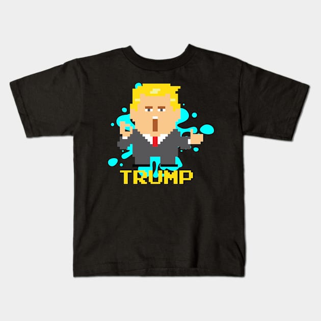 President Trump Pixel Character Kids T-Shirt by miyucapy